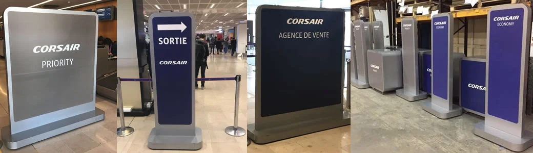 Fabrication sur-mesure escales aéroports Corsair